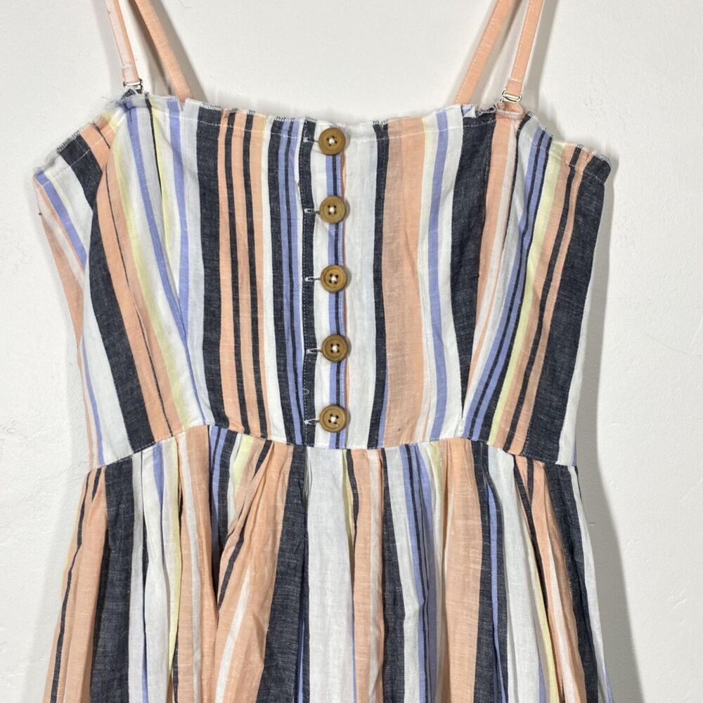 Free People Dress Womens Medium Lilah Pleated Tube Striped Sundress Cotton - Picture 3 of 12